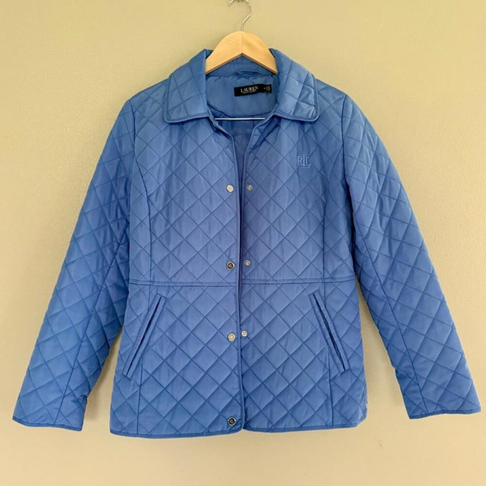 Ralph Lauren Water Resistant Quilted Jacket In French Blue - Size M